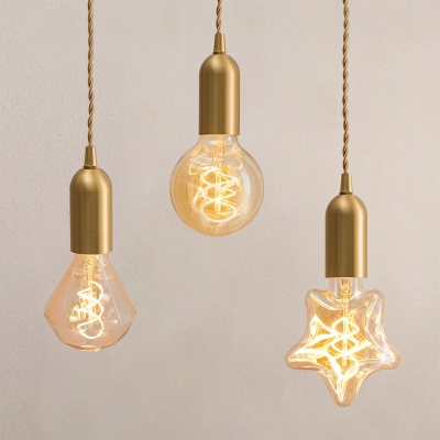 1 Light Minimalist Single Bulb Pendant Cluster Bulb Hanging Ceiling Light in Gold