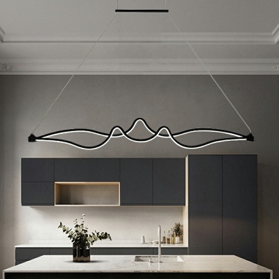 2 Lights Curve Shade Hanging Light Modern Style Acrylic Pendant Light for Living Room