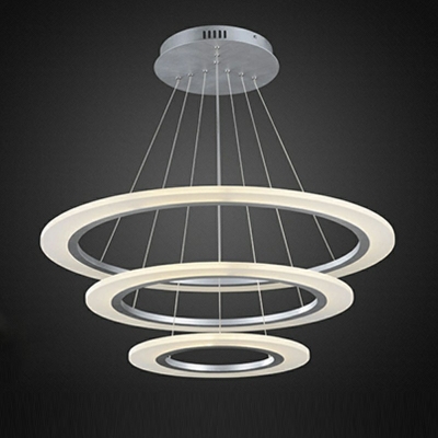 3 Lights Round Shade Hanging Light Modern Style Acrylic Pendant Light for Dining Room