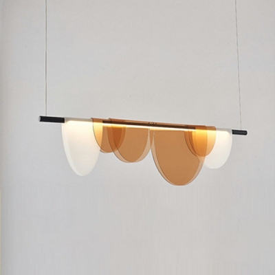 Amber 1 Light Glass Island Chandelier Lights Modern Linear Living Room Hanging Pendant Lights