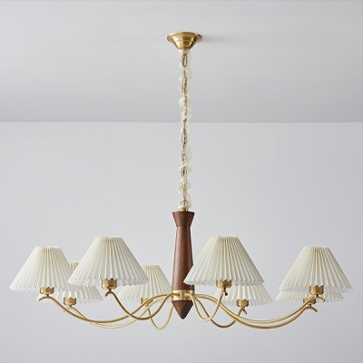 American Style Chandelier 6 Head Fabric Shade Ceiling Chandelier for Cafe Living Room