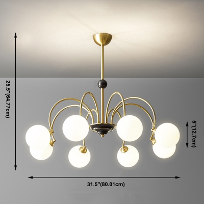 American Style Chandelier 8 Head Glass Ceiling Chandelier for Living Room Bedroom