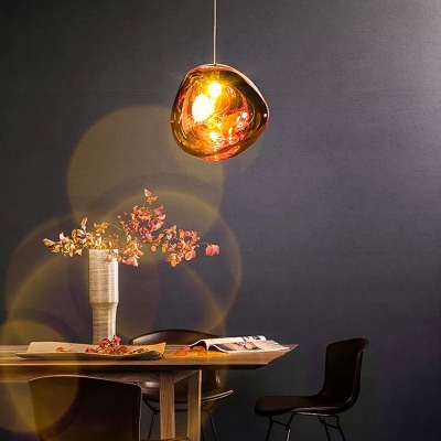 Contemporary Mirrored Glass Pendant Light Kit Irregularly Ball Hanging Ceiling Light
