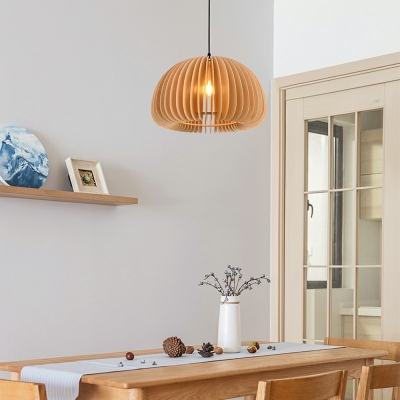 Modern Simple Suspension Pendant 1 Light Wood Hanging Light Fixtures for Living Room