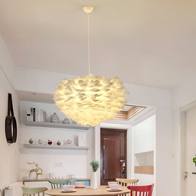 Modern Style Hanging Lights Feather Hanging Light Kit for Living Room Dining Room