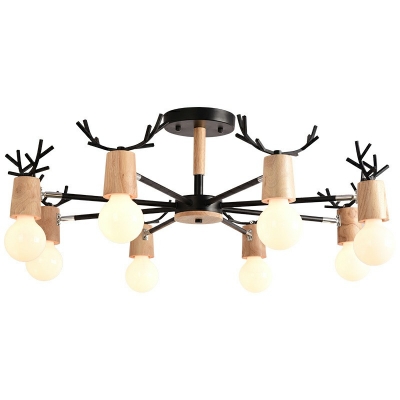 Modern Wooden Chandelier 8 Lights Chandelier Lighting for Living Room Lighting
