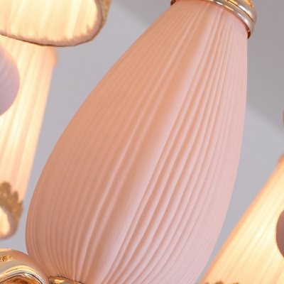 Nordic Style Fabric and Porcelain Cluster Pendant Drum Multi Pendant Ceiling Light Fixture