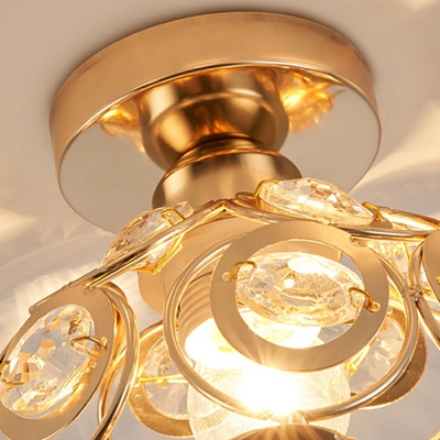 1-Light Flush-Mount Light Fixture Modern Style Bowl Shape Metal Ceiling Lighting