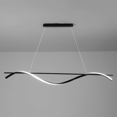 1-Light Island Lighting Ideas Modern Style Wave Shape Metal Hanging Light Fixtures