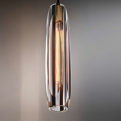 1 Light Strip Shade Hanging Light Modern Style Crystal Pendant Light for Living Room
