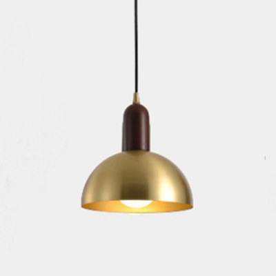 1 Lights Wood Pendants Light Fixtures Brass Hanging Ceiling Light for Bedroom