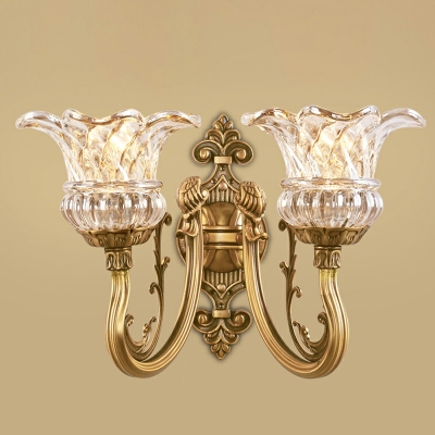 2-Light Wall Lamp Light Traditional Style Curving Shape Glass Sconce Light Fixture