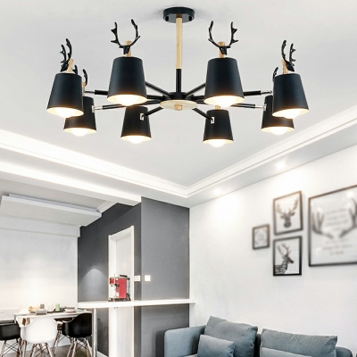 8 Lights Dome Shade Hanging Light Modern Style Metal Pendant Light for Living Room