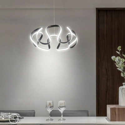LED Metal Chandelier Pendant Light Modern Minimalism Living Room Contemporary Hanging Light Fixtures