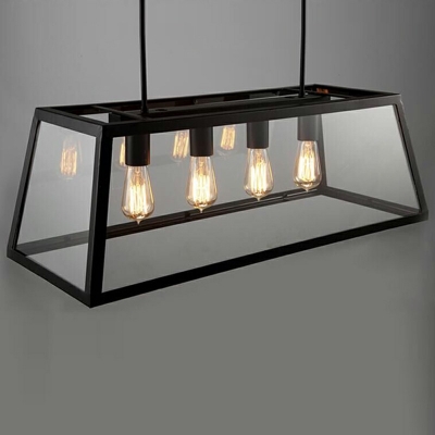 Modern Style LED Chandelier Light 4 Lights Nordic Style Metal Glass Hanging Light for Kitchen