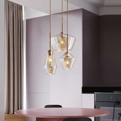 Modern Style LED Pendant Light 3 Lights Nordic Style Glass Hanging Light for Kitchen Dinning Room