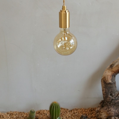 1 Light Minimalist Single Bulb Pendant Bulb Hanging Ceiling Light in Gold