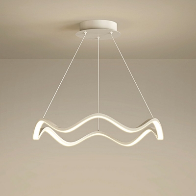 1 Light Wave Shade Hanging Light Modern Style Metal Pendant Light for Living Room