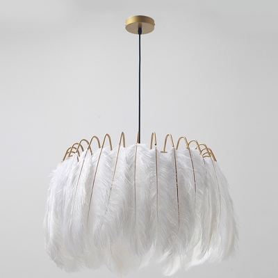 1 Lights LED Fixture Light Nordic Style Feather Pendant Light for Bedroom