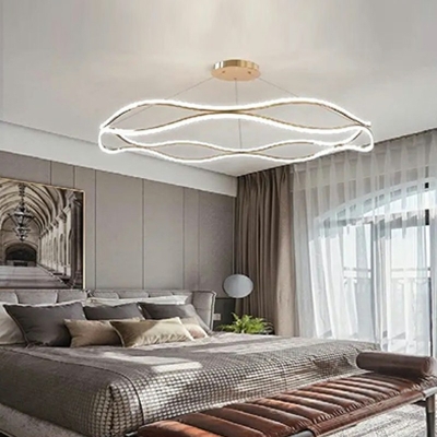 2-Light Ceiling Pendant Light Modern Style Circular Shape Metal Chandelier Light Fixtures