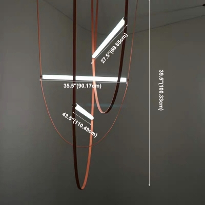 3-Light Pendant Chandelier Minimalism Style Liner Shape Glass Hanging Light Fixtures