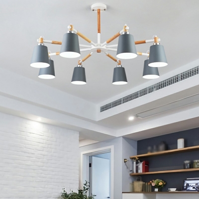 8 Lights Dome Shade Hanging Light Modern Style Metal Pendant Light for Living Room