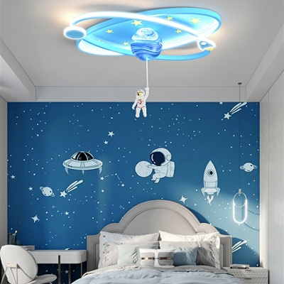 Contemporary Astronaut Flush Ceiling Light Fixture Sparkling Star Flush Ceiling Light