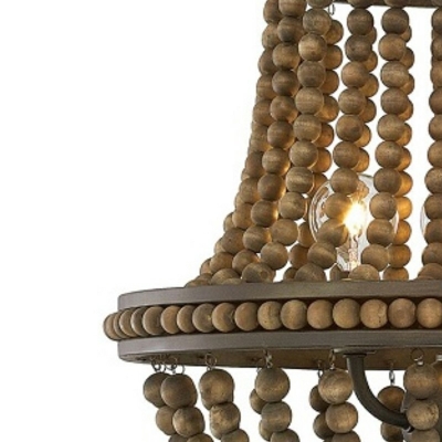 French Style Hanging Ceiling Light Wooden Beads Chandelier for Hotel Lobby Bedroom