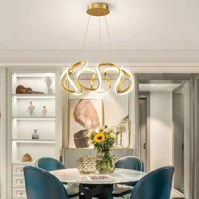 LED Metal Chandelier Pendant Light Modern Minimalism Living Room Contemporary Hanging Light Fixtures