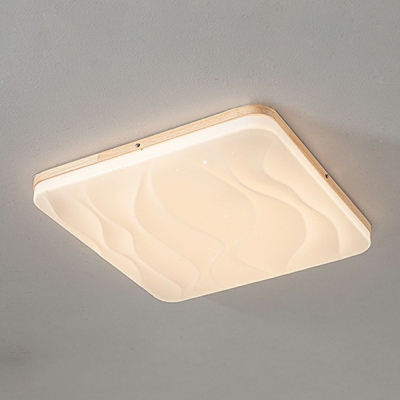 Minimalist Rectangular Flush Mount Ceiling Light Fixtures Drum Wood Flushmount Lighting