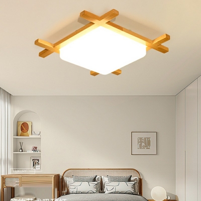 Modern Style LED Flushmount Light Nordic Style Wood Acrylic Celling Light for Living Room