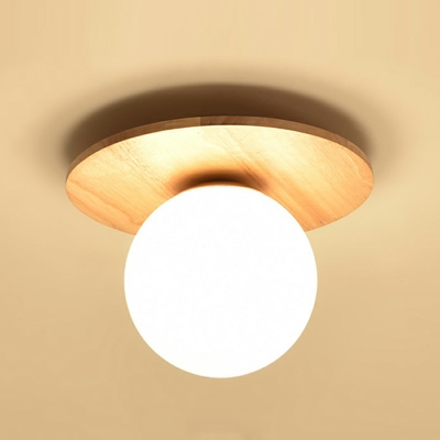 Modern Style LED Flushmount Light Nordic Style Wood Glass Celling Light for Living Room