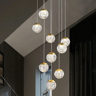 Modern Style LED Pendant Light 9 Lights Nordic Style Metal Glass Hanging Light for Loft Living Room