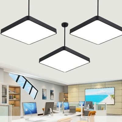 Simplicity Square Pendant Lighting Fixtures Metal and Acrylic Hanging Ceiling Lights