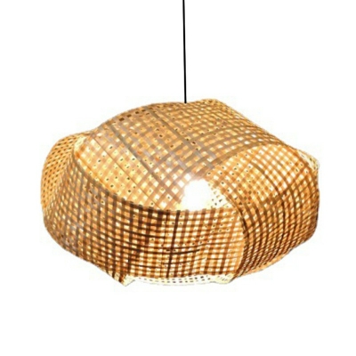 1 Light Open-Weave Shade Modern Rustic Pendant Lighting Asia Dinng Room Hanging Lights