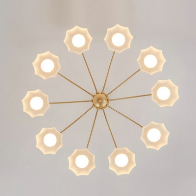 10-Light Ceiling Chandelier Modernist Style Bowl Shape Glass Hanging Lamp Kit