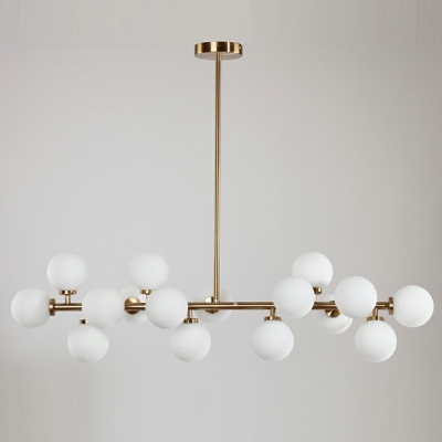 16 Lights Linear Shade Hanging Light Modern Style Glass Pendant Light for Living Room