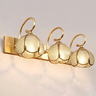 3 Lights LED Wall Sconce American Style Metal Glass Vanity Light for Dressing Table