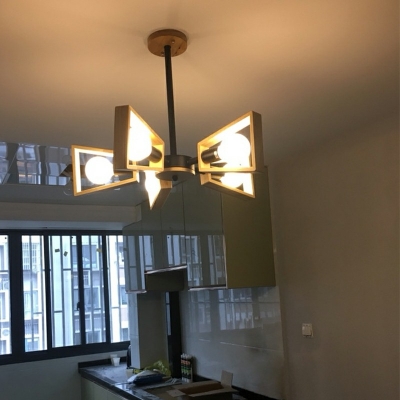 5-Light Chandelier Lighting Fixture Modern Style Cone Shape Wood Suspension Lamp