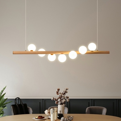 7 Lights Globe Shade Hanging Light Modern Style Glass Pendant Light for Living Room