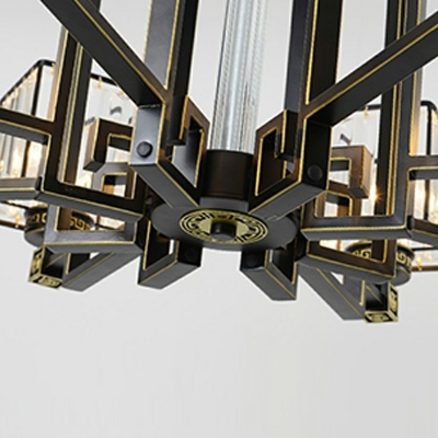 8 Lights Cube Shade Hanging Light Modern Style Glass Pendant Light for Living Room