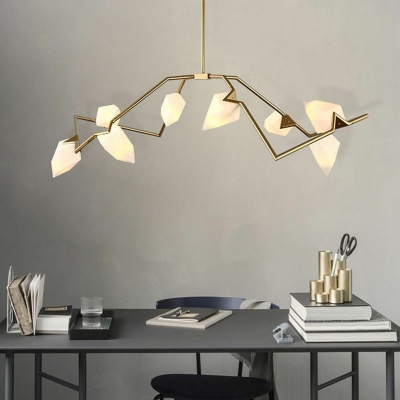 8 Lights Peach Shade Hanging Light Modern Style Acrylic Pendant Light for Living Room