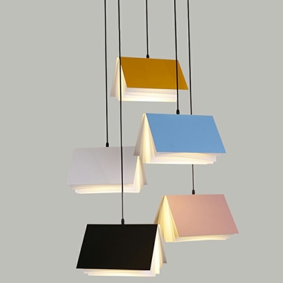 Contemporary Book Shaped Down Lighting Pendant Hammered Metal Pendant Light
