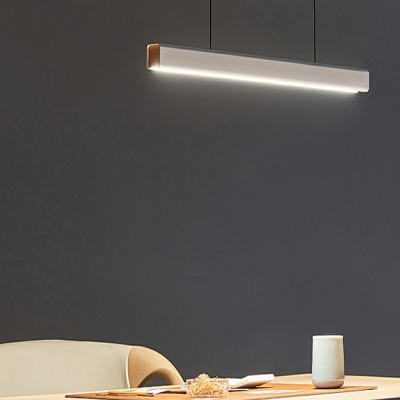 Contemporary Slim Island Lighting Fixtures Linear Metal Chandelier Light Fixture