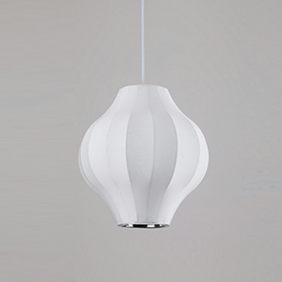 Modern Simple Down Lighting White Silk Material Hanging Light Fixtures for Living Room
