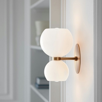 Nordic Style LED Wall Sconce Light 2 Lights Modern Style Glass Wall Light for Bedside Aisle