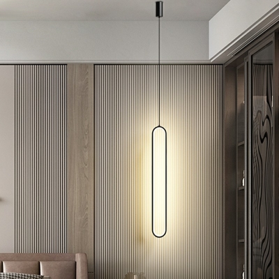 Oval Shaped LED Pendant Lighting Minimalist-Style Ceiling Fixture Lighting for Bedroom