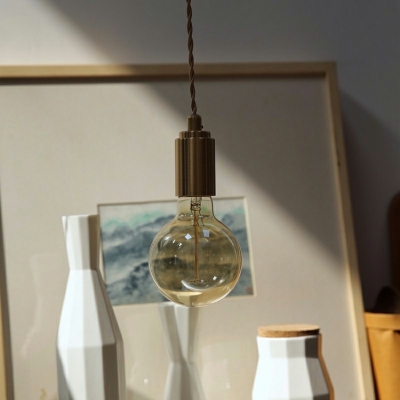 1 Light Minimalist Single Bulb Pendant Bulb Hanging Ceiling Light in Gold