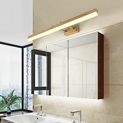 1-Light Wall Mount Light Fixture Minimalist Style Liner Shape Wood Sconce Light Fixture