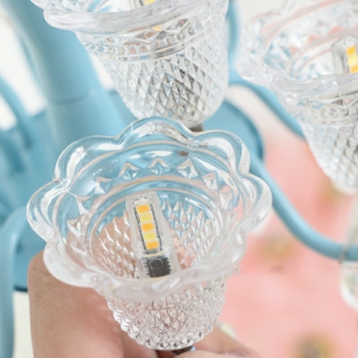 12 Lights Contemporary Mini Glass Chandelier Flower Pendant Lighting Fixtures